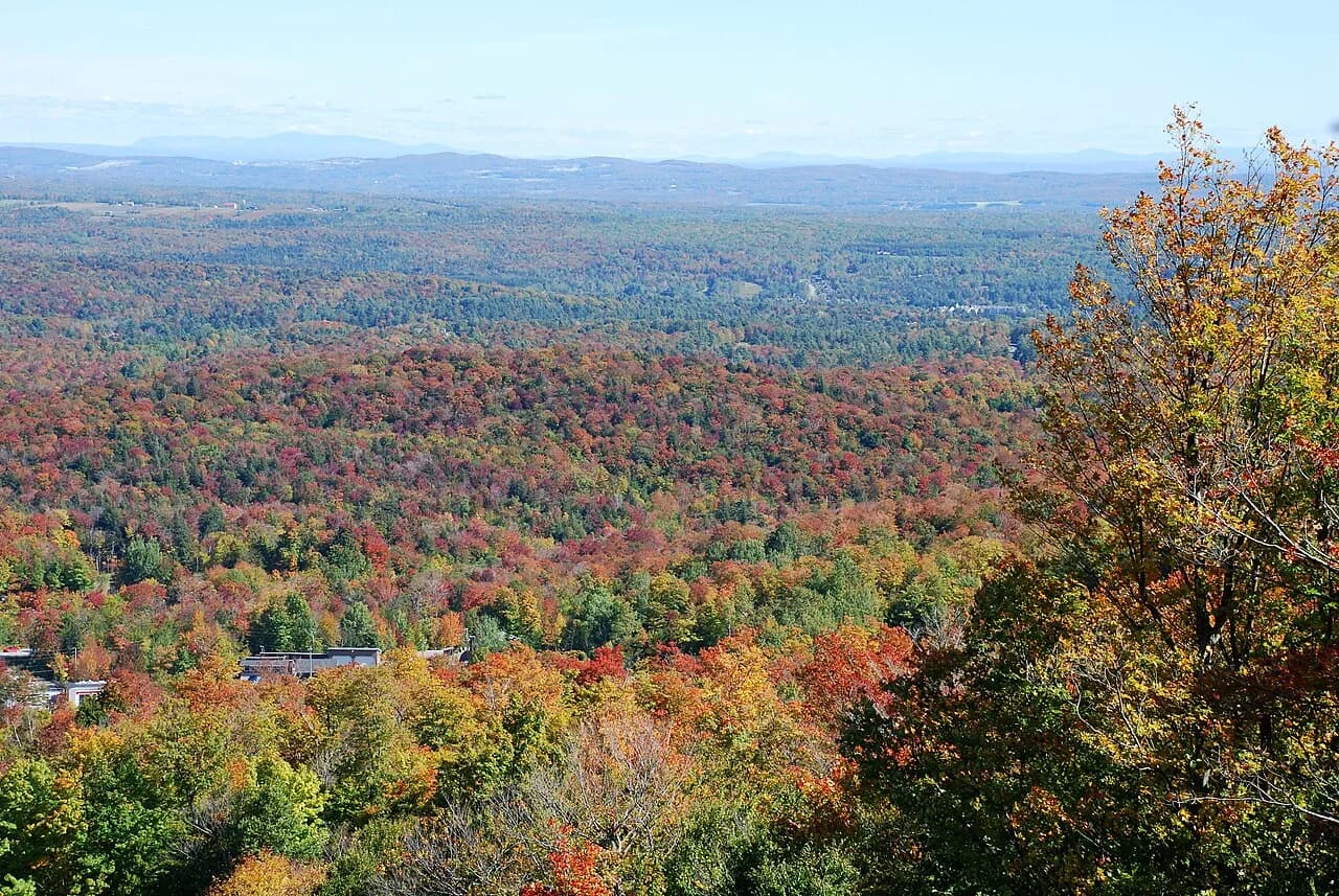 Forêts aux couleurs d’automne vues depuis le mont Orford.