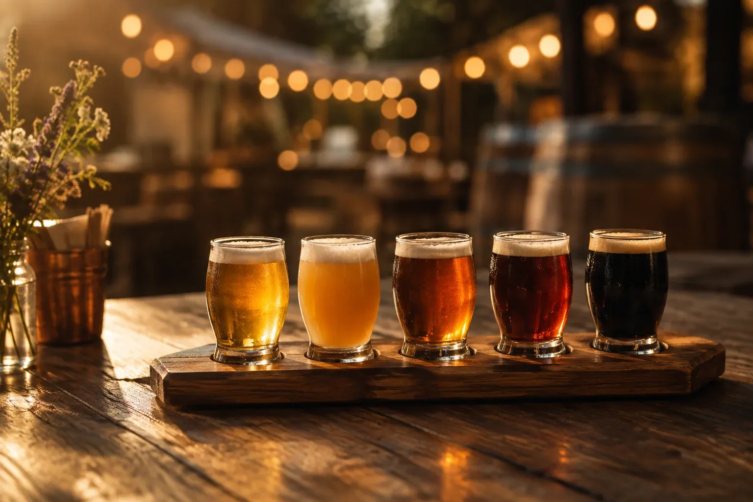 Illustration : Plateau de petits verres de dégustation lors d’un festival.