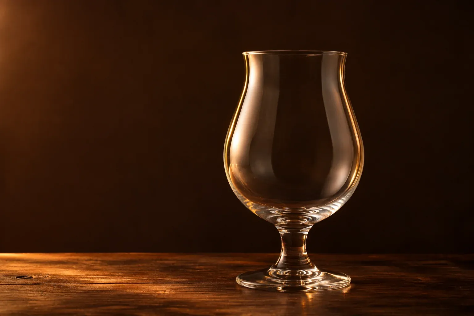 Verre tulipe vide dont le col se resserre puis s’évase.
