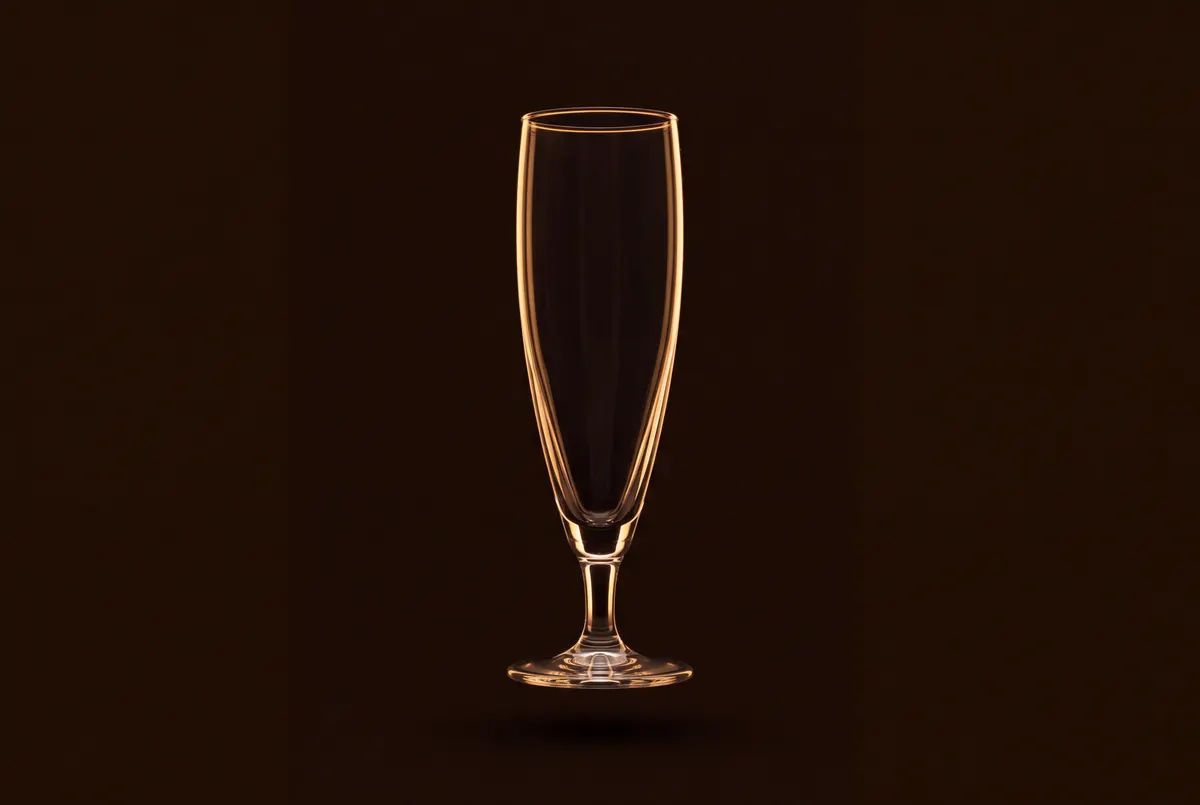 Flûte à bière étroite et haute, vide.